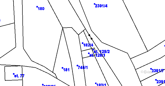 Parcela st. 182/4 v KÚ Meziříčko u Letovic, Katastrální mapa