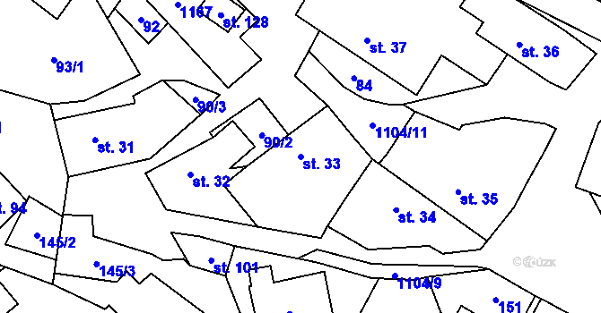 Parcela st. 33 v KÚ Meziříčko u Jihlavy, Katastrální mapa