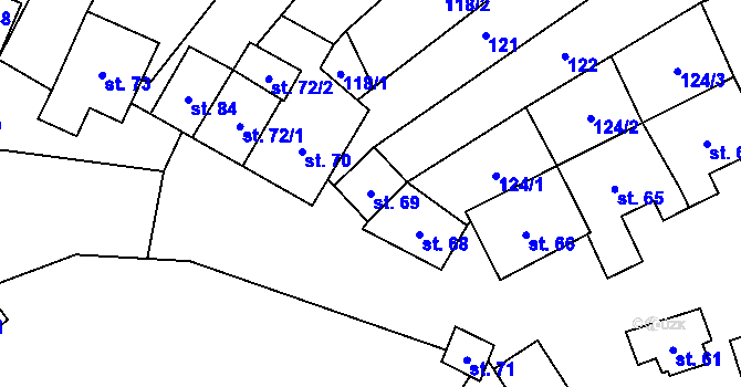 Parcela st. 69 v KÚ Meziříčko u Jihlavy, Katastrální mapa