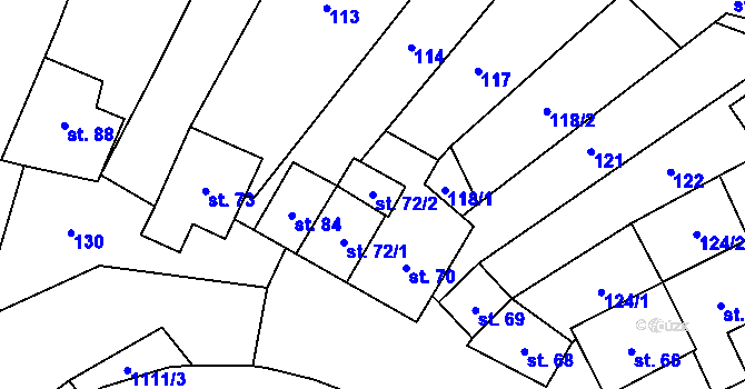 Parcela st. 72/2 v KÚ Meziříčko u Jihlavy, Katastrální mapa