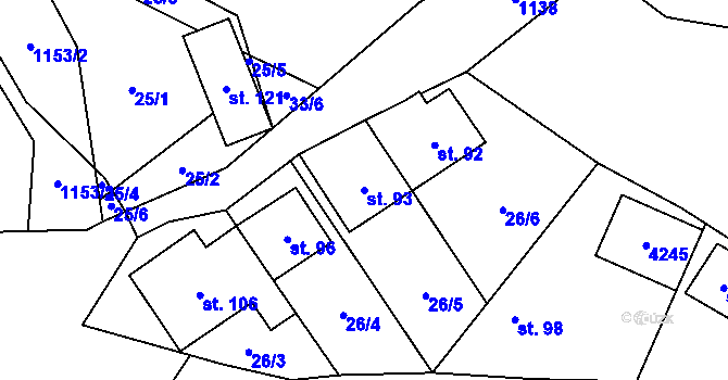 Parcela st. 93 v KÚ Meziříčko u Jihlavy, Katastrální mapa