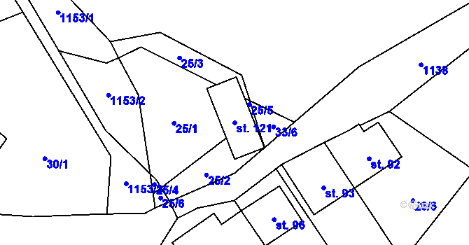 Parcela st. 121 v KÚ Meziříčko u Jihlavy, Katastrální mapa
