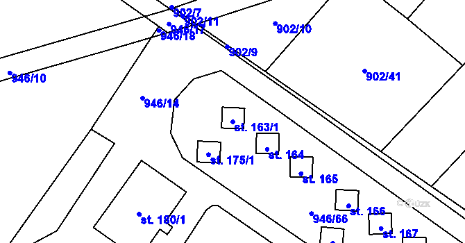 Parcela st. 163/1 v KÚ Meziříčko u Jihlavy, Katastrální mapa