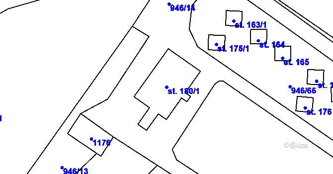 Parcela st. 180/1 v KÚ Meziříčko u Jihlavy, Katastrální mapa
