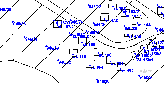 Parcela st. 189 v KÚ Meziříčko u Jihlavy, Katastrální mapa