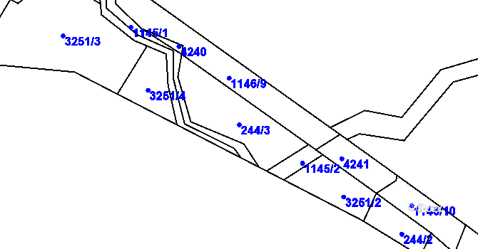 Parcela st. 244/3 v KÚ Meziříčko u Jihlavy, Katastrální mapa