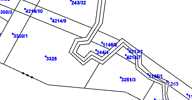 Parcela st. 244/4 v KÚ Meziříčko u Jihlavy, Katastrální mapa