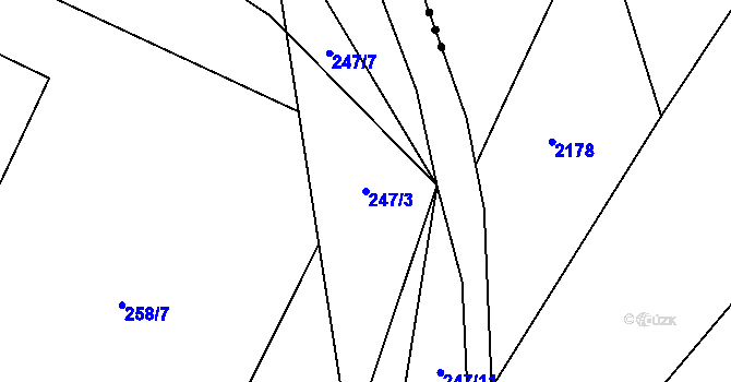 Parcela st. 247/3 v KÚ Meziříčko u Jihlavy, Katastrální mapa