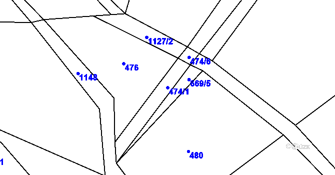 Parcela st. 474/1 v KÚ Meziříčko u Jihlavy, Katastrální mapa