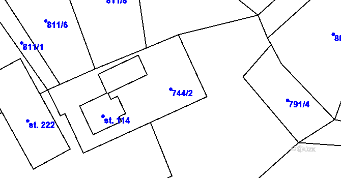 Parcela st. 744/2 v KÚ Meziříčko u Jihlavy, Katastrální mapa