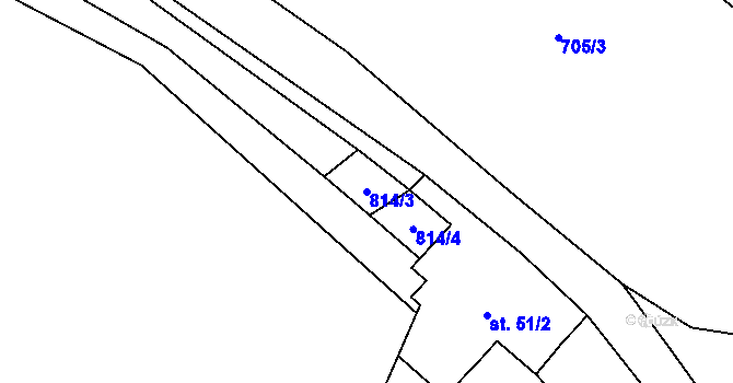 Parcela st. 814/3 v KÚ Meziříčko u Jihlavy, Katastrální mapa