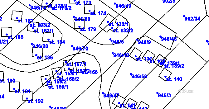 Parcela st. 946/7 v KÚ Meziříčko u Jihlavy, Katastrální mapa