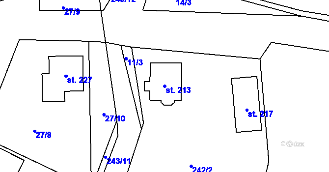 Parcela st. 213 v KÚ Meziříčko u Jihlavy, Katastrální mapa