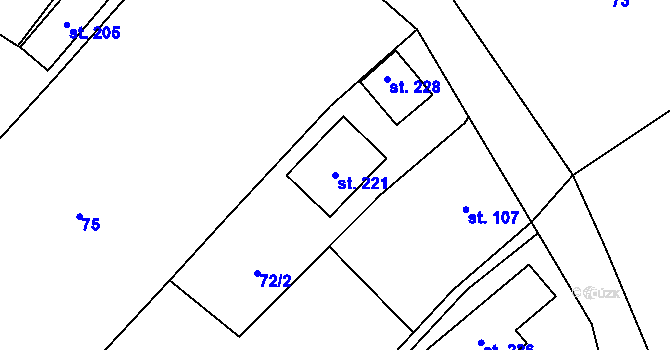 Parcela st. 221 v KÚ Meziříčko u Jihlavy, Katastrální mapa