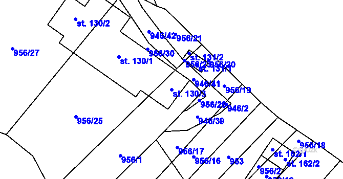 Parcela st. 130/3 v KÚ Meziříčko u Jihlavy, Katastrální mapa