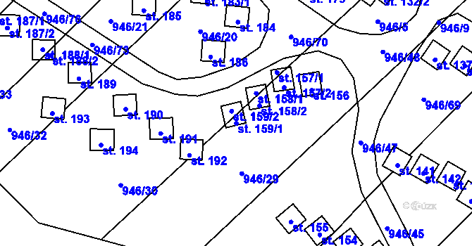 Parcela st. 159/1 v KÚ Meziříčko u Jihlavy, Katastrální mapa