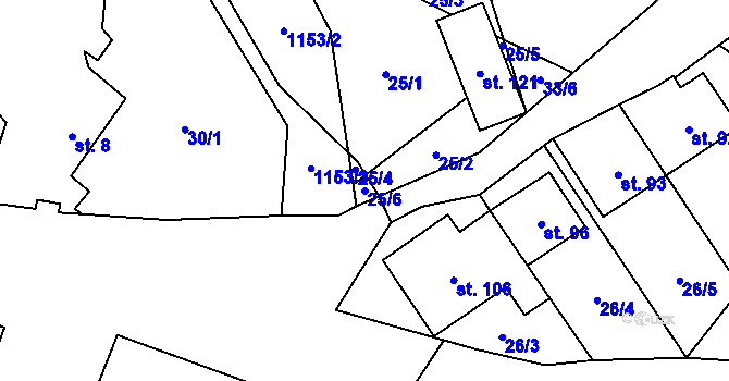 Parcela st. 25/6 v KÚ Meziříčko u Jihlavy, Katastrální mapa