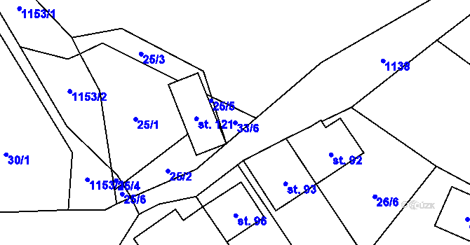 Parcela st. 33/6 v KÚ Meziříčko u Jihlavy, Katastrální mapa