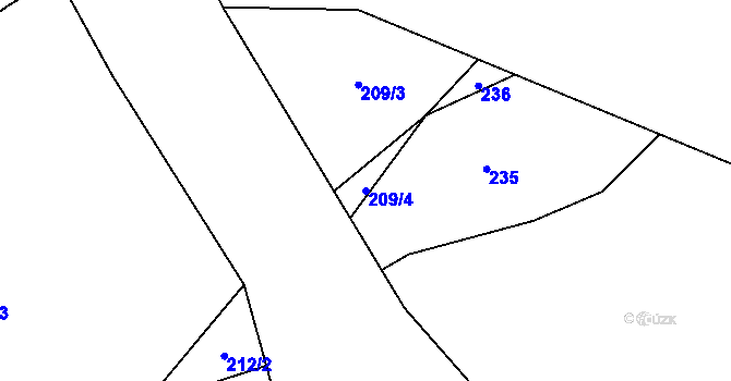 Parcela st. 209/4 v KÚ Meziříčko u Jihlavy, Katastrální mapa