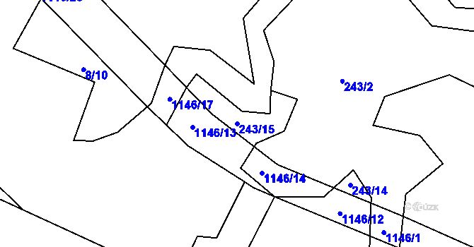 Parcela st. 243/15 v KÚ Meziříčko u Jihlavy, Katastrální mapa