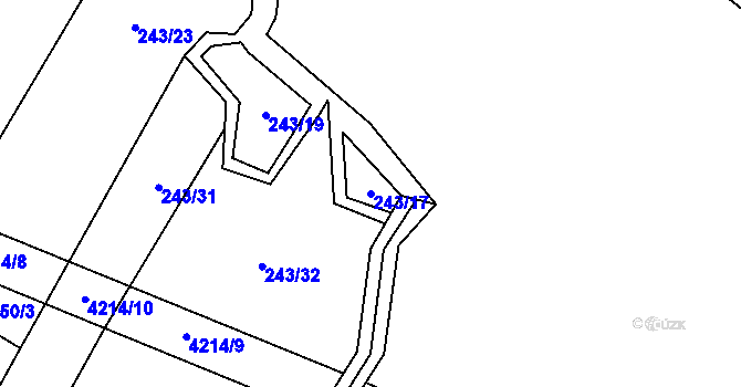 Parcela st. 243/17 v KÚ Meziříčko u Jihlavy, Katastrální mapa