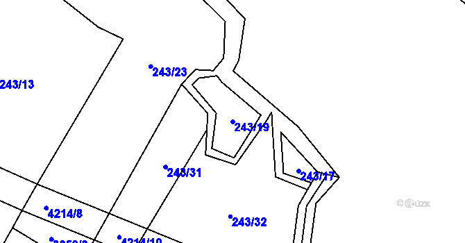Parcela st. 243/19 v KÚ Meziříčko u Jihlavy, Katastrální mapa