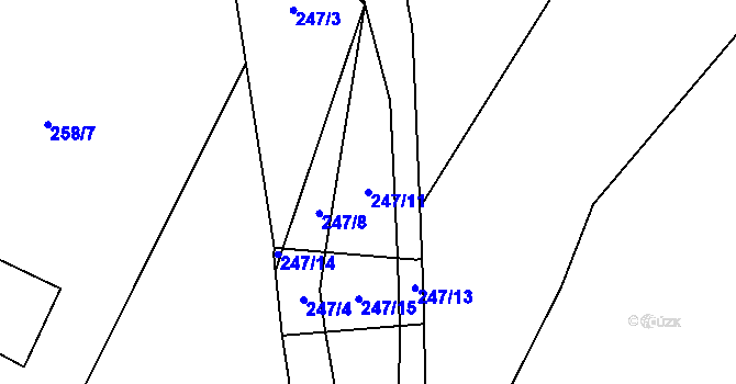 Parcela st. 247/11 v KÚ Meziříčko u Jihlavy, Katastrální mapa