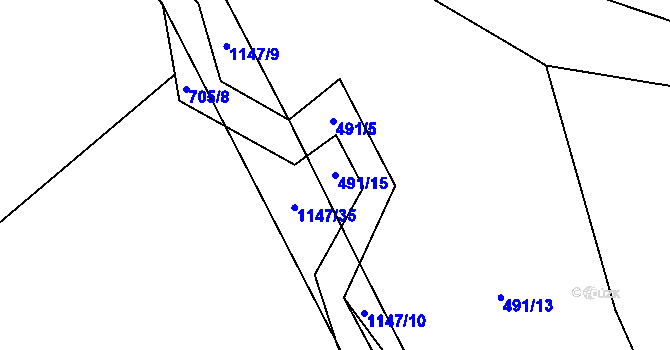 Parcela st. 491/15 v KÚ Meziříčko u Jihlavy, Katastrální mapa
