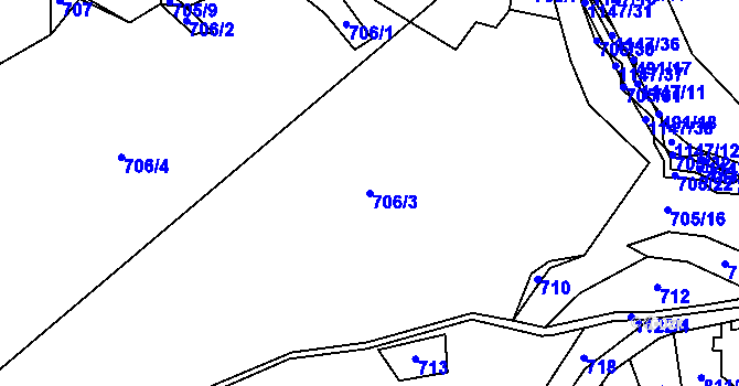 Parcela st. 706/3 v KÚ Meziříčko u Jihlavy, Katastrální mapa