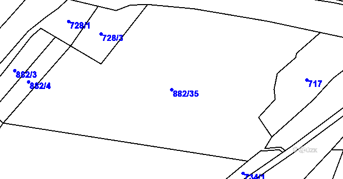 Parcela st. 882/35 v KÚ Meziříčko u Jihlavy, Katastrální mapa