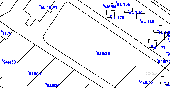 Parcela st. 946/25 v KÚ Meziříčko u Jihlavy, Katastrální mapa