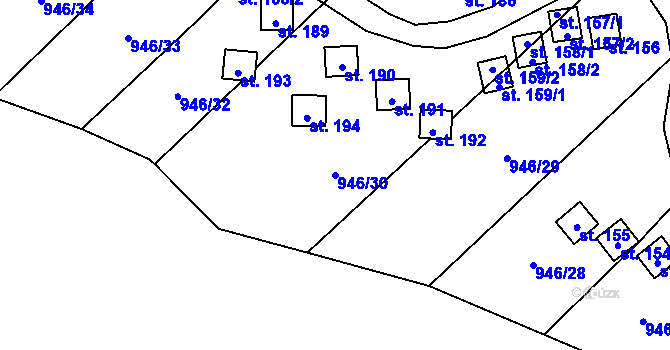 Parcela st. 946/30 v KÚ Meziříčko u Jihlavy, Katastrální mapa