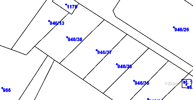 Parcela st. 946/37 v KÚ Meziříčko u Jihlavy, Katastrální mapa