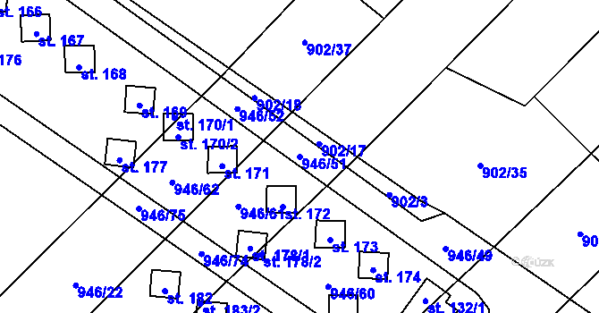 Parcela st. 946/51 v KÚ Meziříčko u Jihlavy, Katastrální mapa
