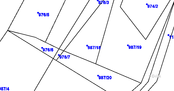 Parcela st. 987/18 v KÚ Meziříčko u Jihlavy, Katastrální mapa