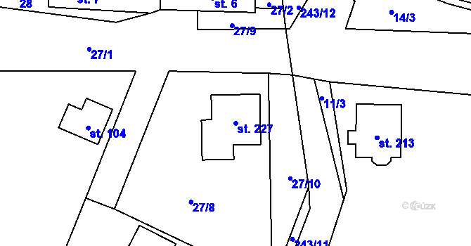 Parcela st. 227 v KÚ Meziříčko u Jihlavy, Katastrální mapa