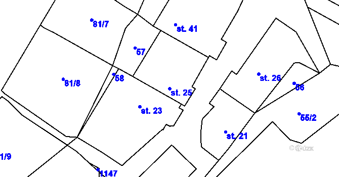 Parcela st. 25 v KÚ Meziříčko u Moravských Budějovic, Katastrální mapa