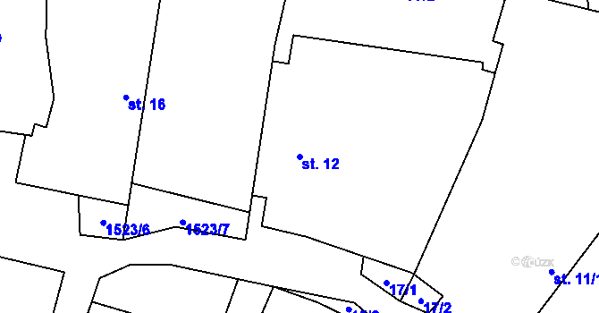 Parcela st. 12 v KÚ Mezná u Pelhřimova, Katastrální mapa