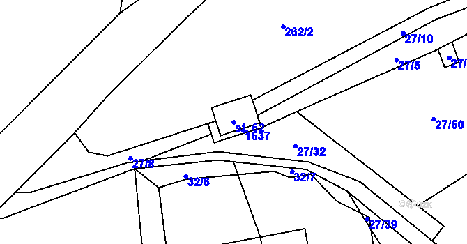 Parcela st. 62 v KÚ Mezná u Pelhřimova, Katastrální mapa