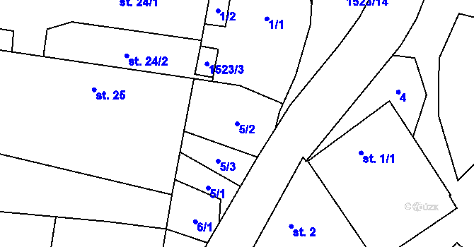 Parcela st. 5/2 v KÚ Mezná u Pelhřimova, Katastrální mapa