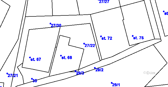 Parcela st. 27/22 v KÚ Mezná u Pelhřimova, Katastrální mapa