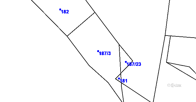 Parcela st. 187/3 v KÚ Mezná u Pelhřimova, Katastrální mapa