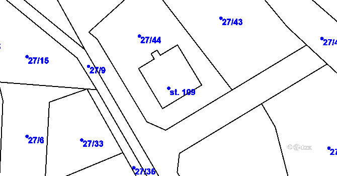 Parcela st. 109 v KÚ Mezná u Pelhřimova, Katastrální mapa