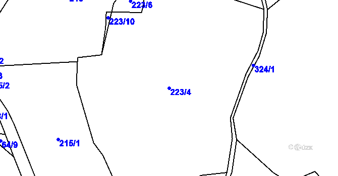 Parcela st. 223/4 v KÚ Vratišov u Mezné, Katastrální mapa