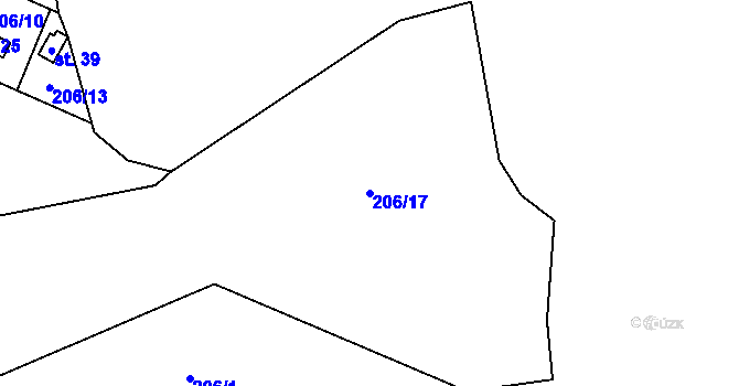 Parcela st. 206/17 v KÚ Vratišov u Mezné, Katastrální mapa