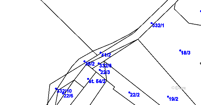 Parcela st. 41/2 v KÚ Vratišov u Mezné, Katastrální mapa
