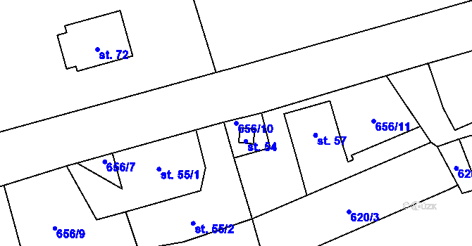 Parcela st. 656/10 v KÚ Mezná u Soběslavi, Katastrální mapa