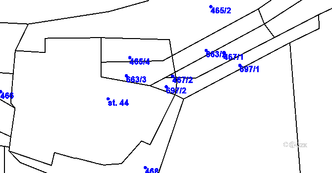 Parcela st. 697/2 v KÚ Mezná u Soběslavi, Katastrální mapa