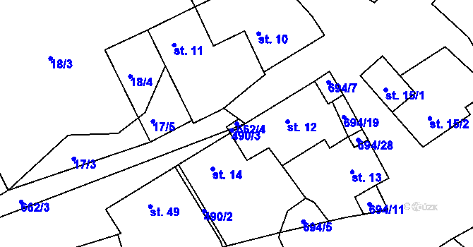 Parcela st. 662/4 v KÚ Mezná u Soběslavi, Katastrální mapa
