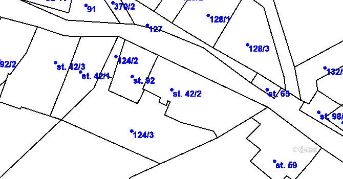 Parcela st. 42/2 v KÚ Mezná u Hřenska, Katastrální mapa
